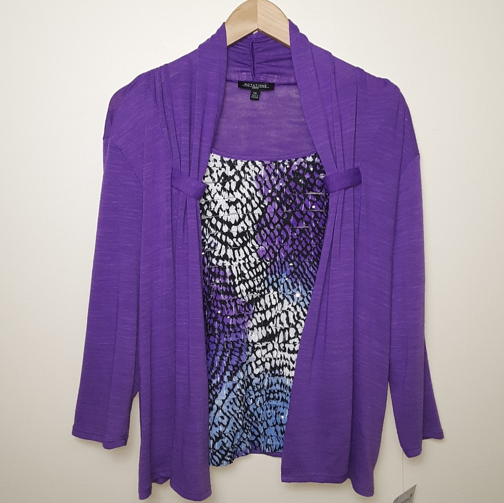 Notations 2fer Twinset Blouse Cami Petite XL